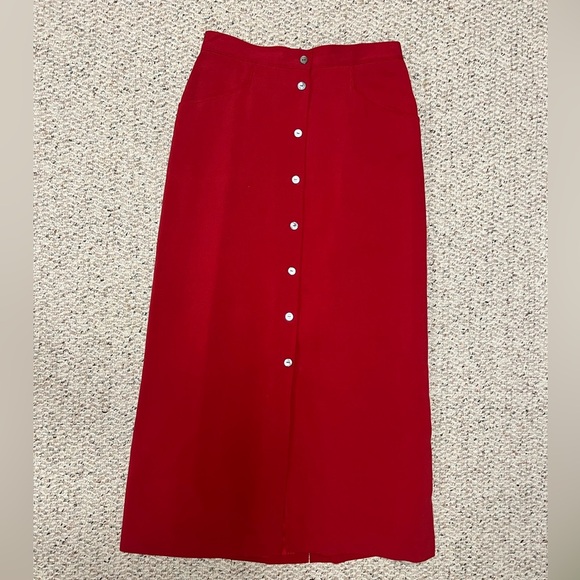 Elegant Red Button-Down Skirt by casual corner - Picture 1 of 10